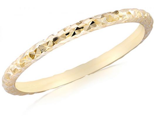 Yellow Gold Solid Diamond Cut Stacker Ring