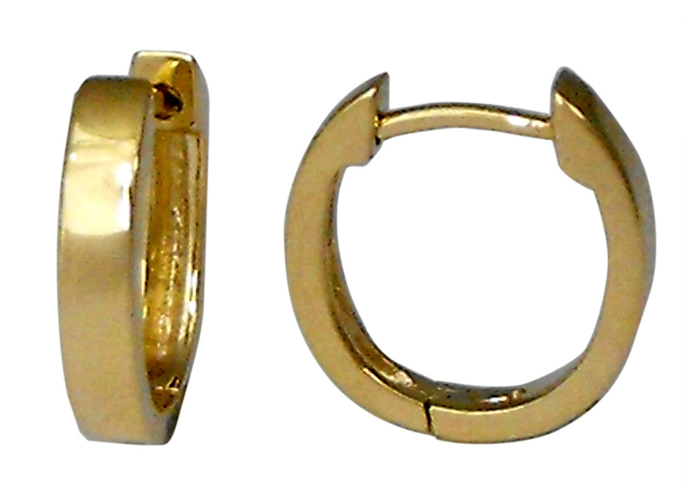 Plain Huggie Earrings in 9 Carat Yellow Gold. 14mm (h) x 11.5mm (w)