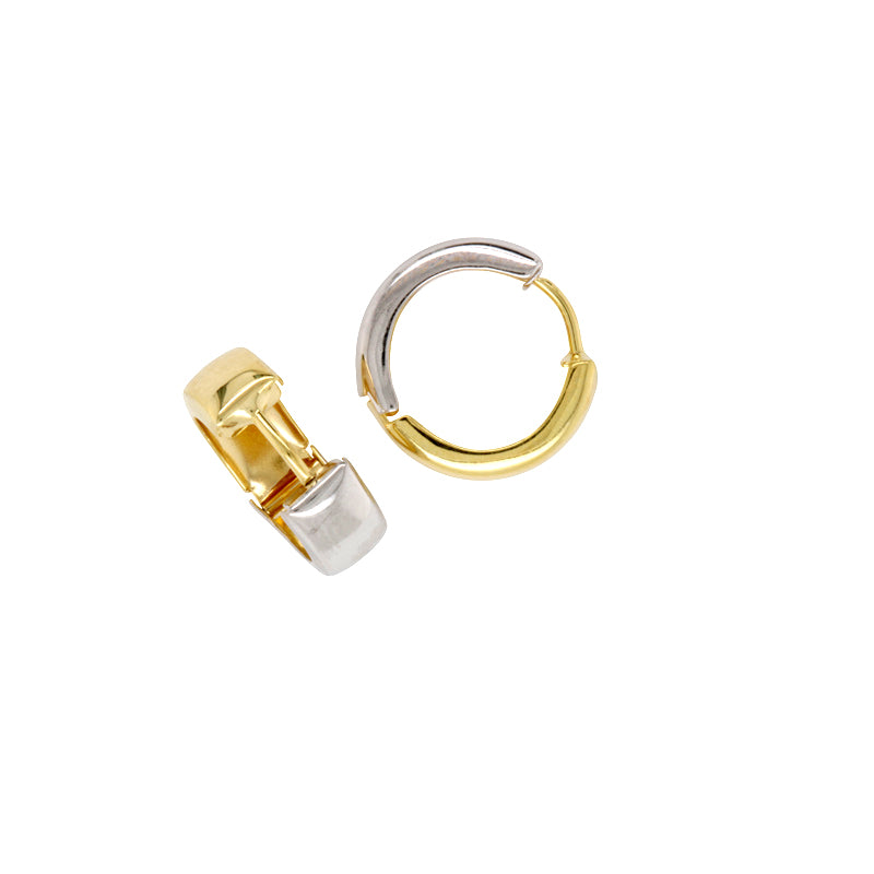 Yellow and White Gold Huggie Earrings
