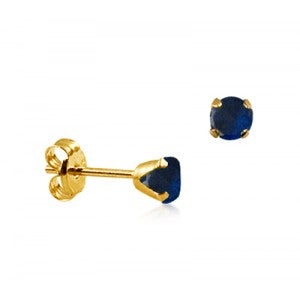 4mm Round Synthetic Sapphire set in 9 Carat Yellow Gold