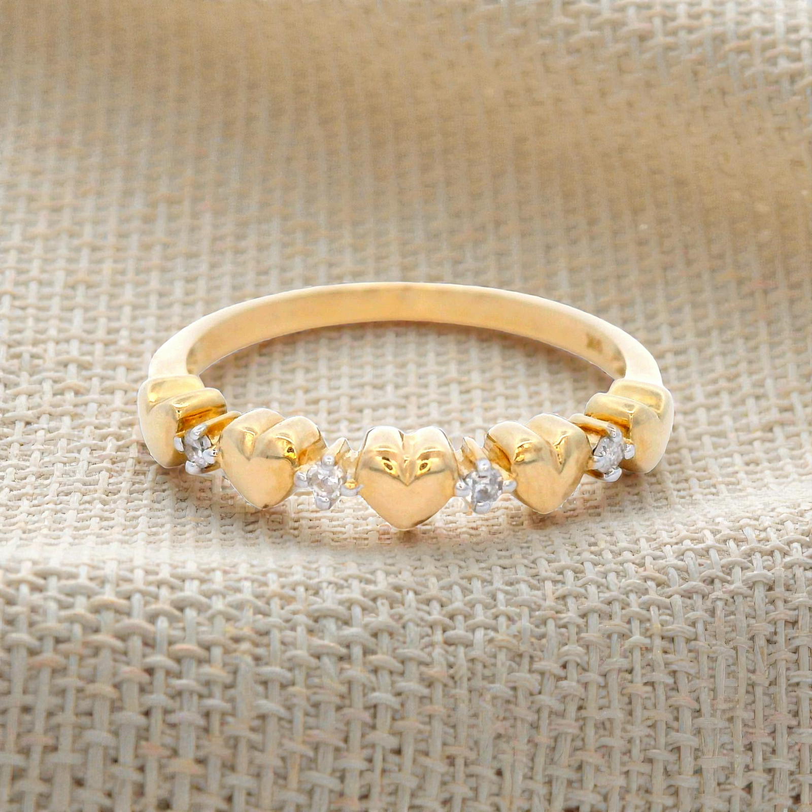 Diamond Heart Ring in Yellow Gold
