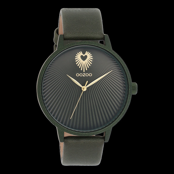 Forest Green Oozoo Watch With Forest Green Leather Strap