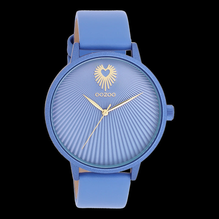 Mineral Blue Oozoo Watch With Mineral Blue Leather Strap