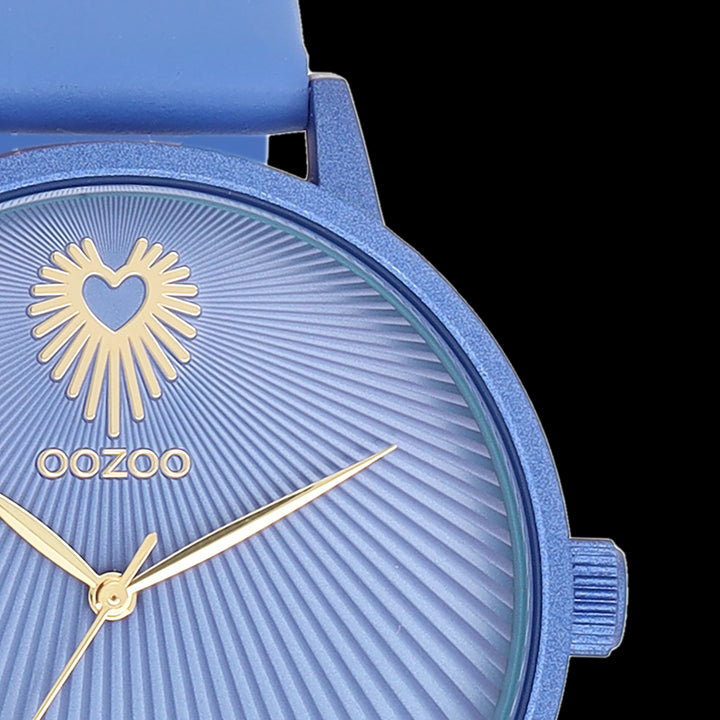 Mineral Blue Oozoo Watch With Mineral Blue Leather Strap