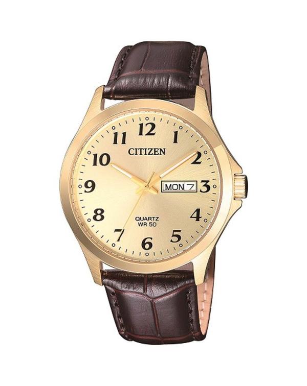 Citizen Men&#39;s Gold Brown Leather Watch