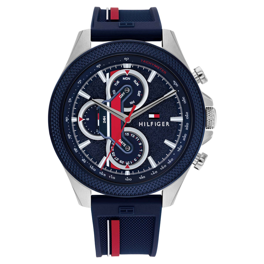 Tommy Hilfiger Multi-Colour Silicone Navy Dial Multi-function Men&#39;s Watch