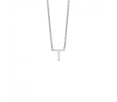 Sterling Silver Necklace with Initial Pendant T