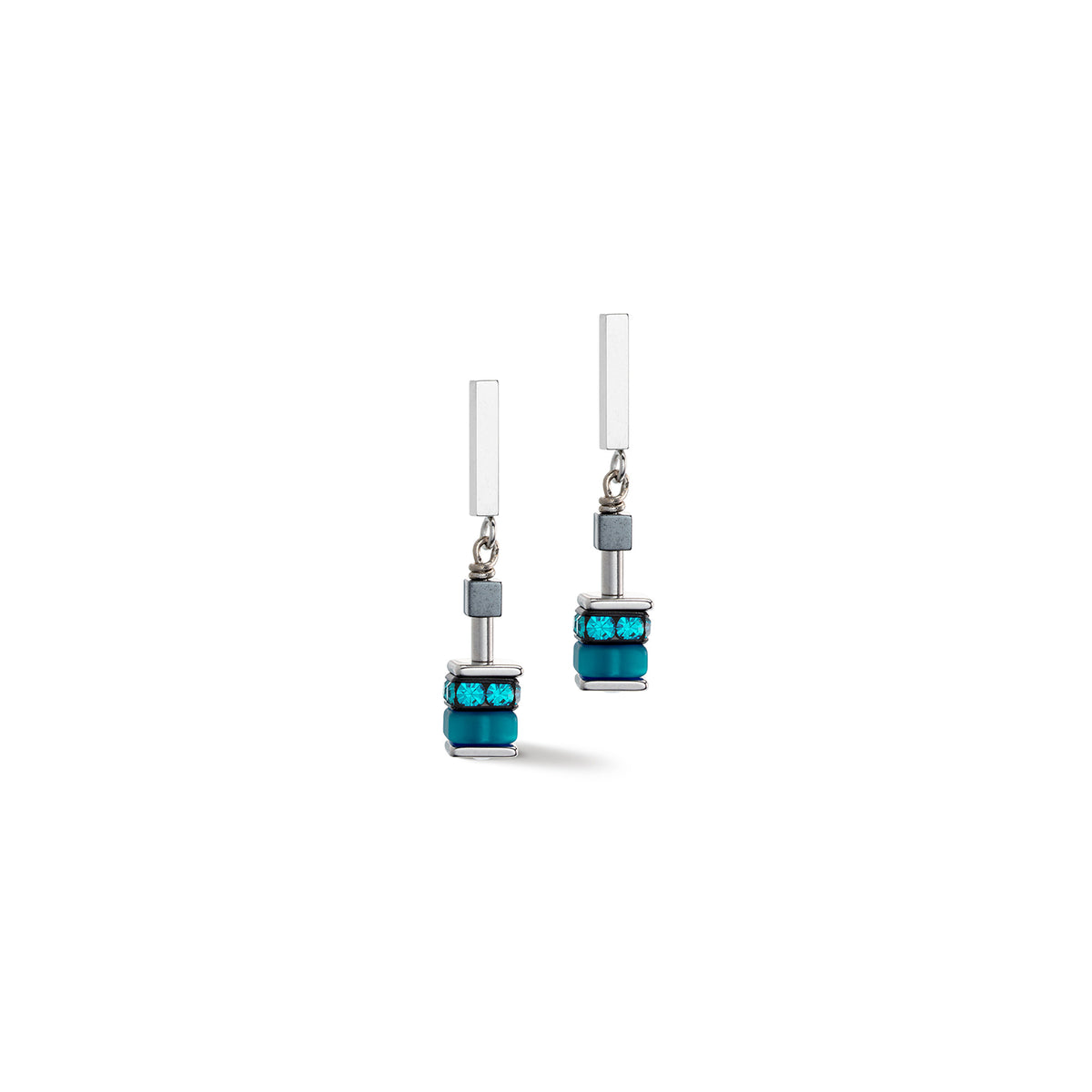 Geocube Fresh Turquoise &amp; Stainless Steel Earrings