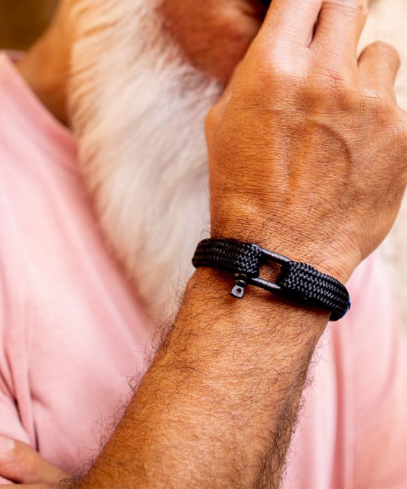 Pig & Hen Men's Marine Rope Bracelet - Sharp Simon - Xtra Large Black