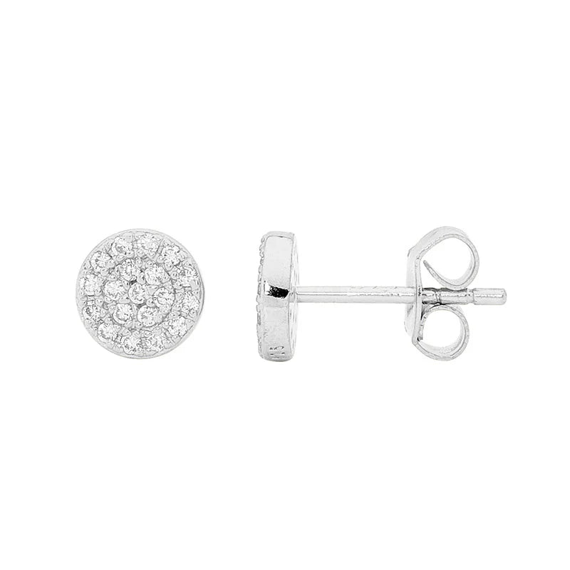 Ellani Circle Stud Silver Plated Earrings