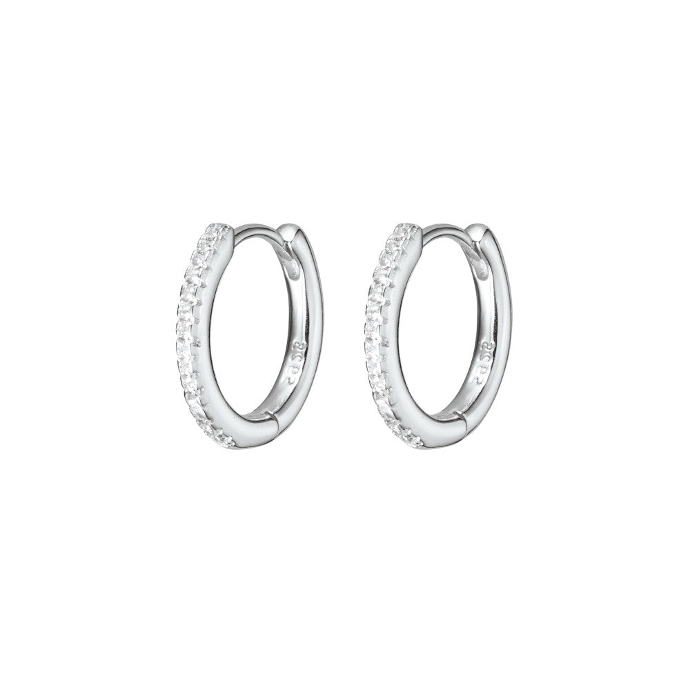 Sterling Silver Cubic Zirconia Set Huggie Earrings