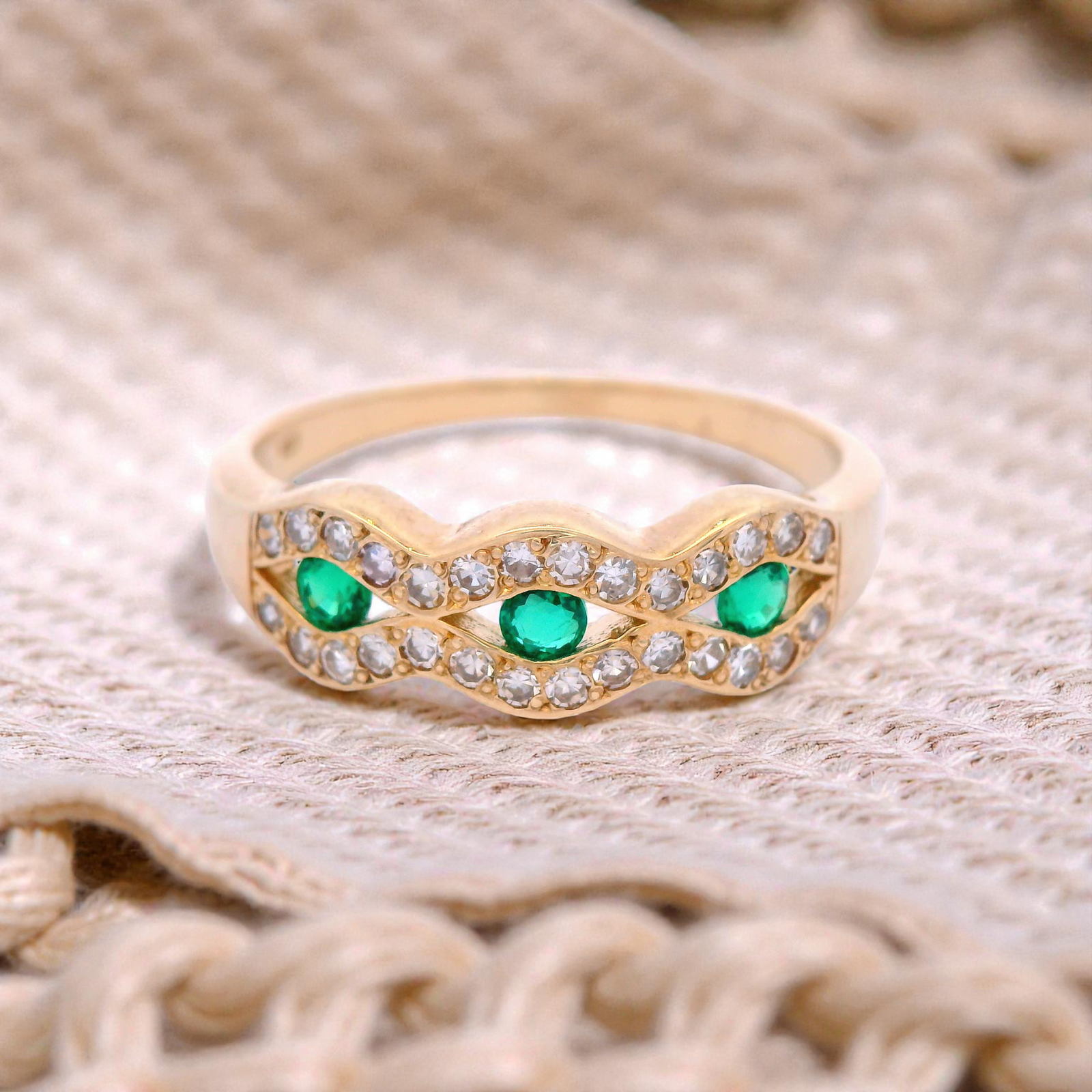 Diamond and Emerald Dress Ring Set