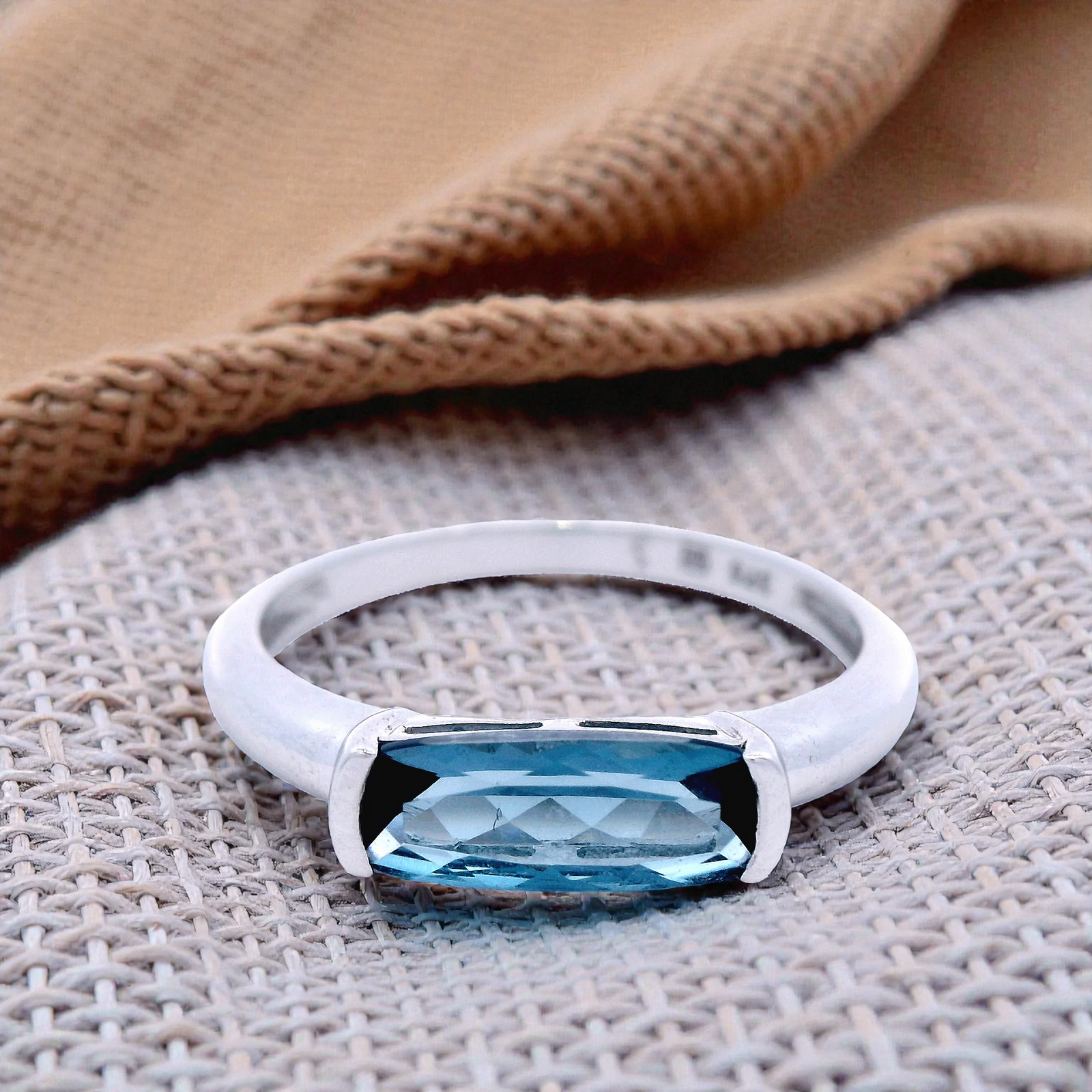 Cushion Cut London Blue Topaz Dress Ring
