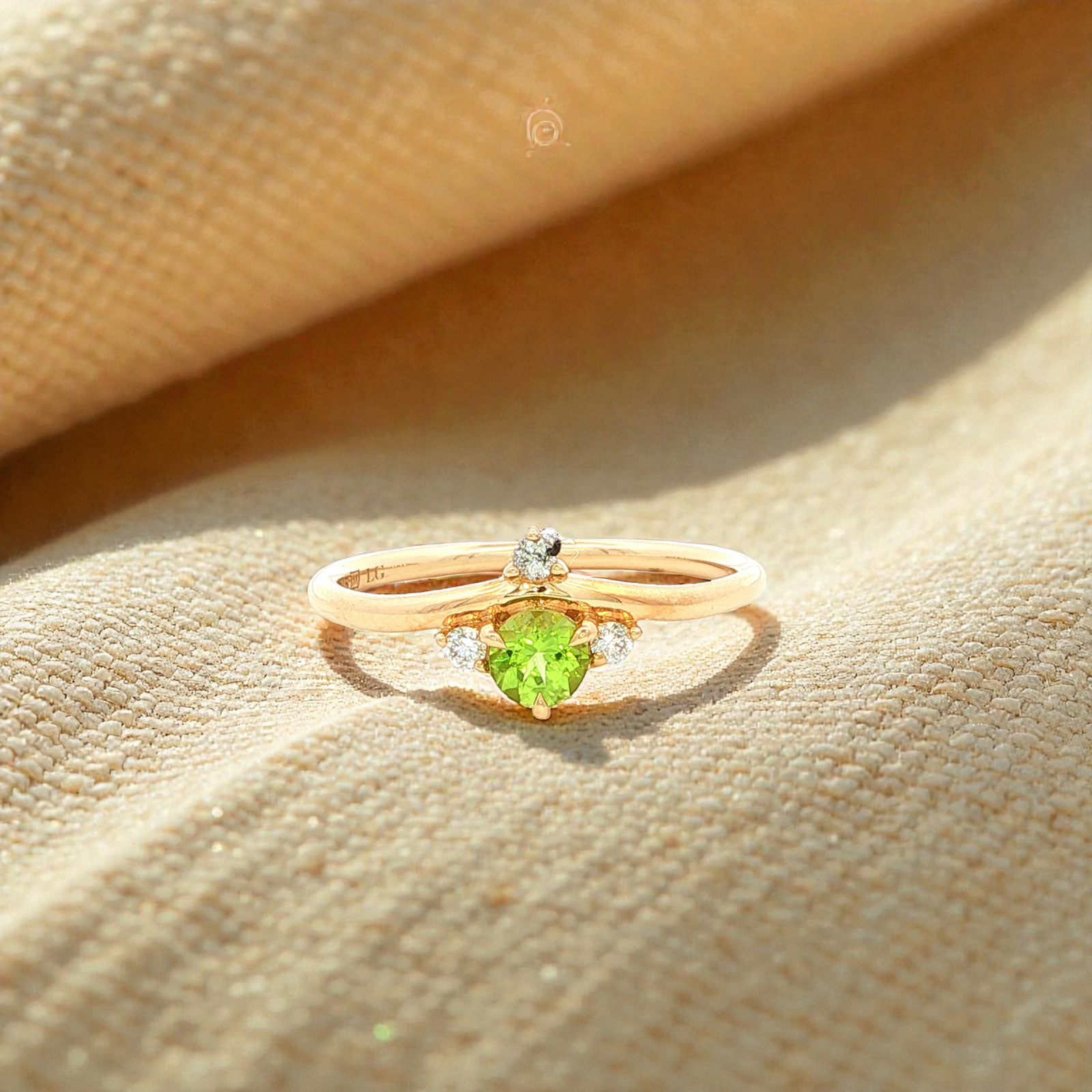 Peridot and Diamond Dress Ring in Yellow Gold