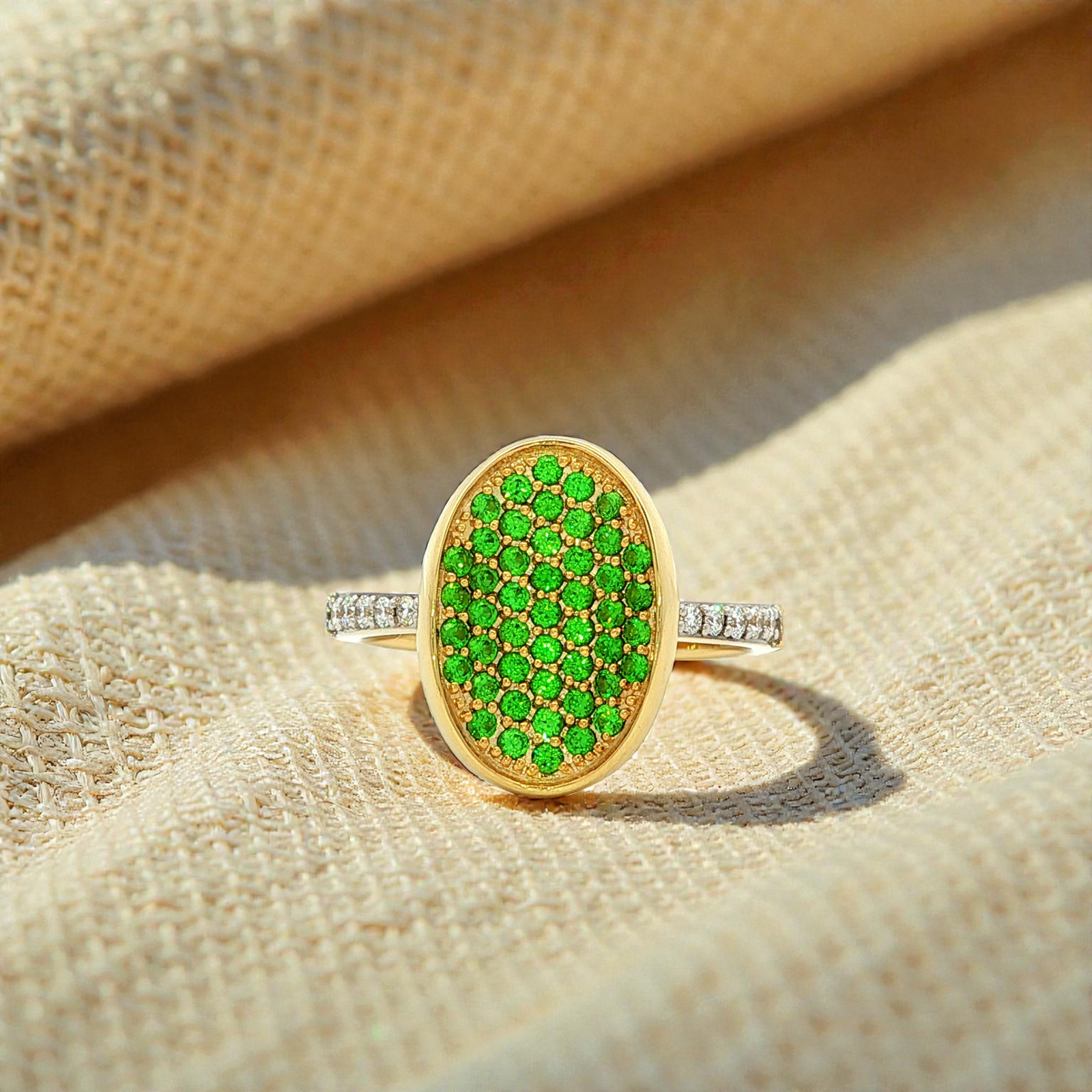 Tsavorite and Diamond Ring in Yellow Gold