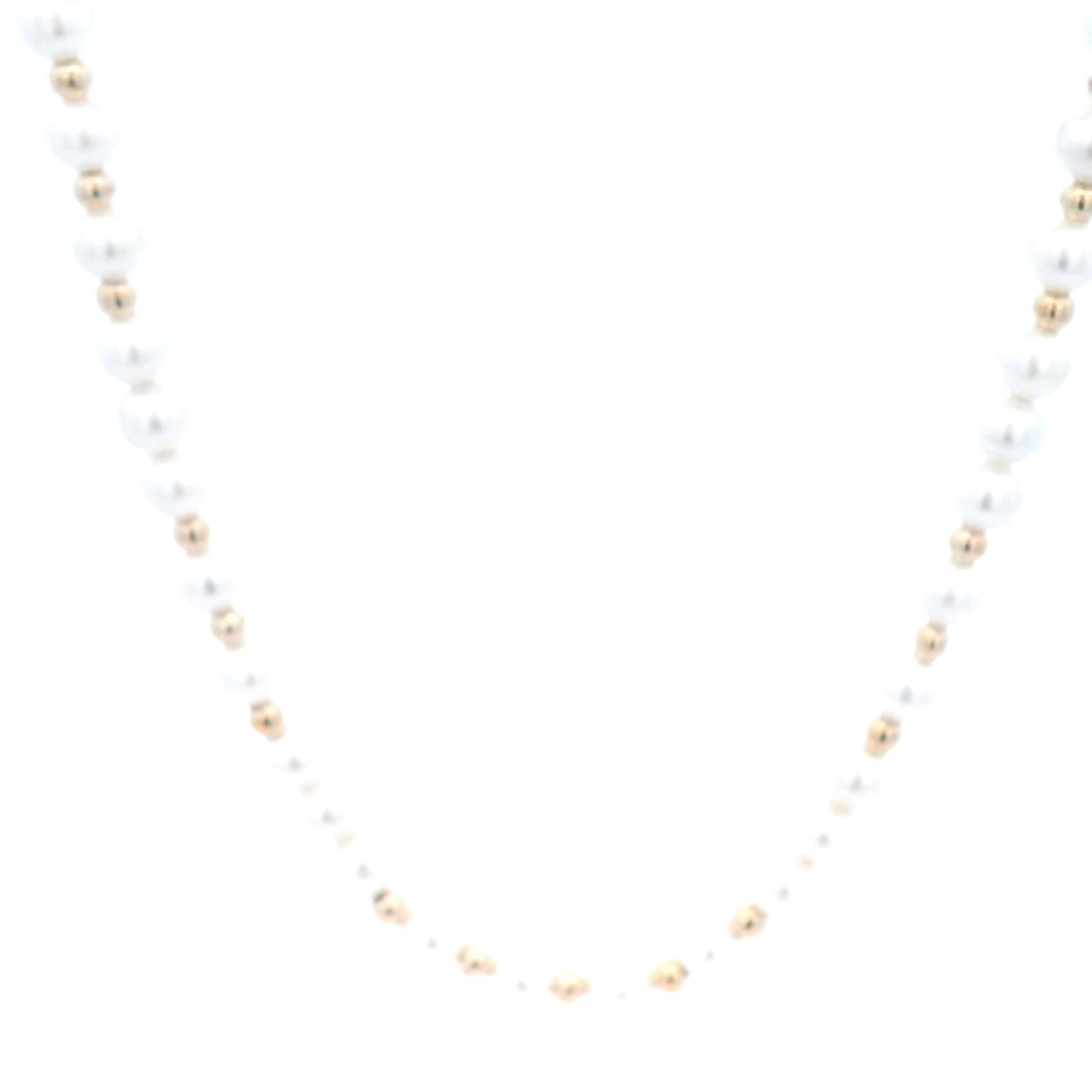 Yellow Gold Plated Alloy Bead Pearl Necklace