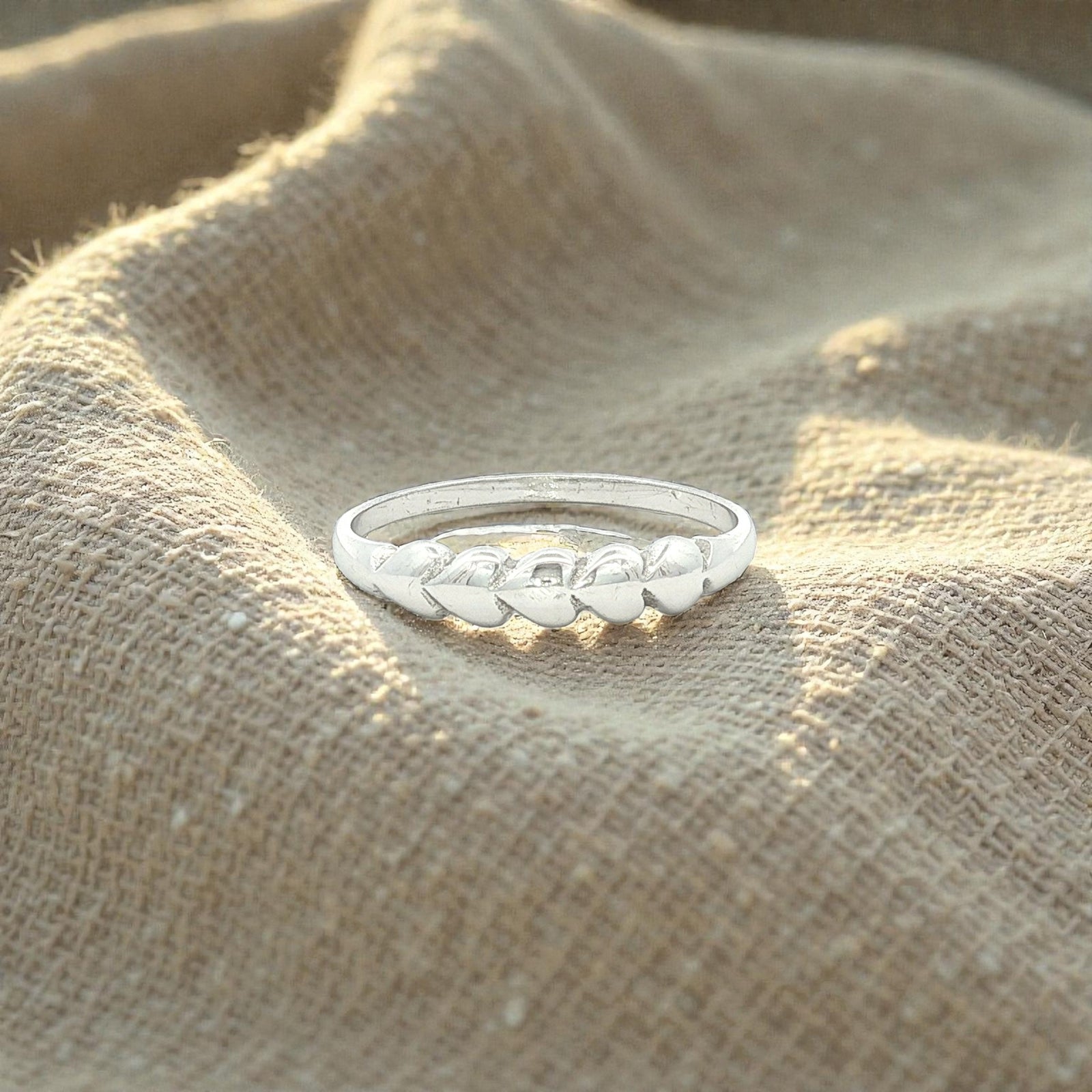 Solid Heart Dress Ring in White Gold