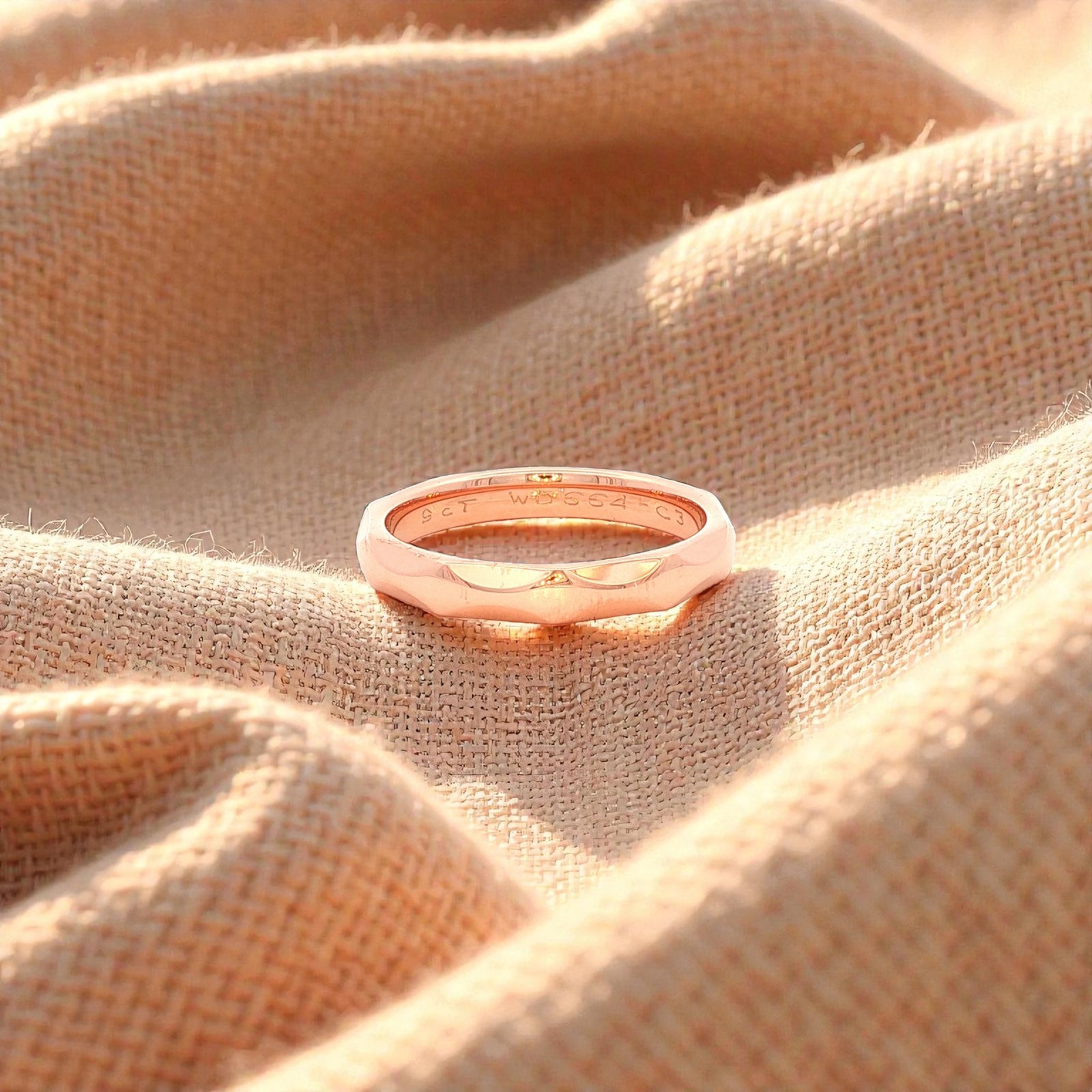 Wave Patterned Wedding Ring in Rose Gold