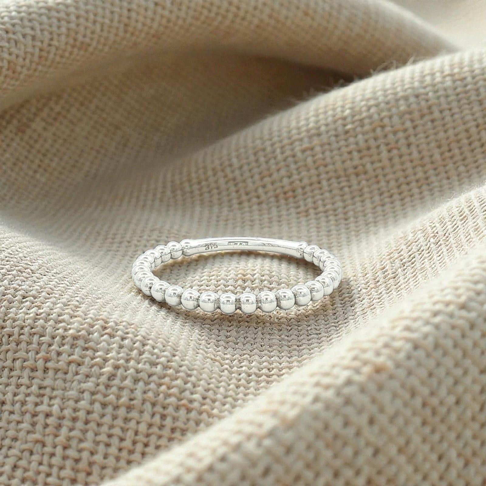 Beaded Dress Ring in White Gold