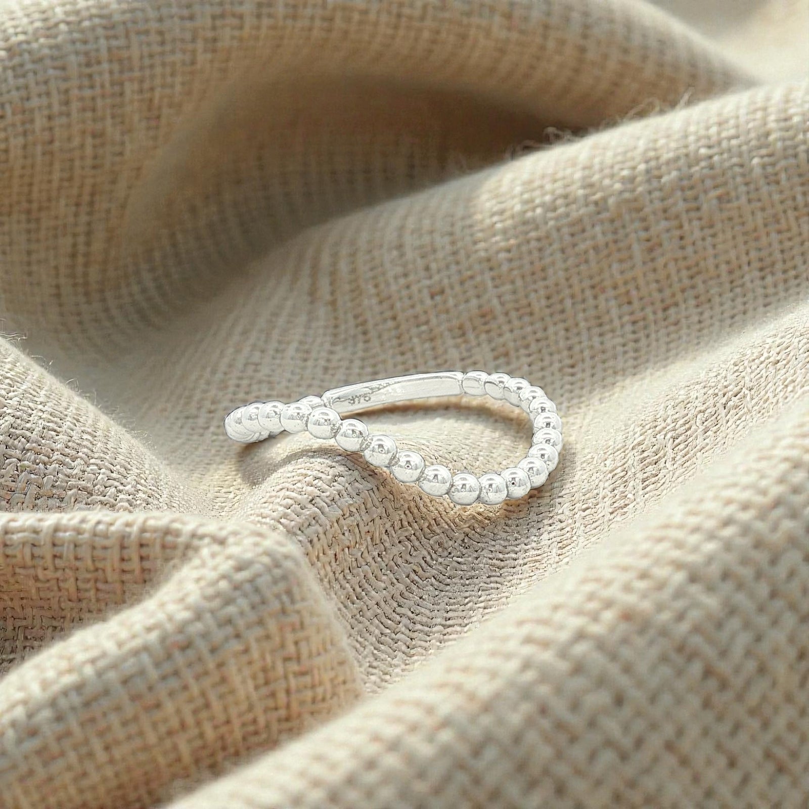 Beaded Dress Ring in White Gold