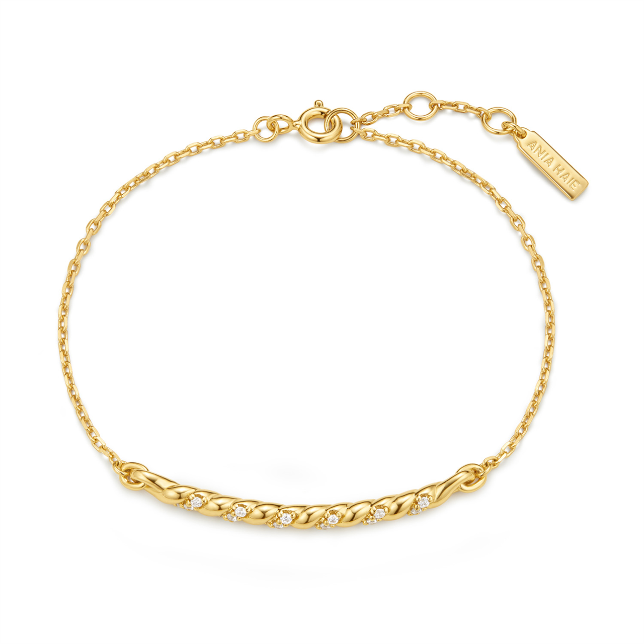 Ania Haie Tide Gold CZ Twisted Bar Bracelet