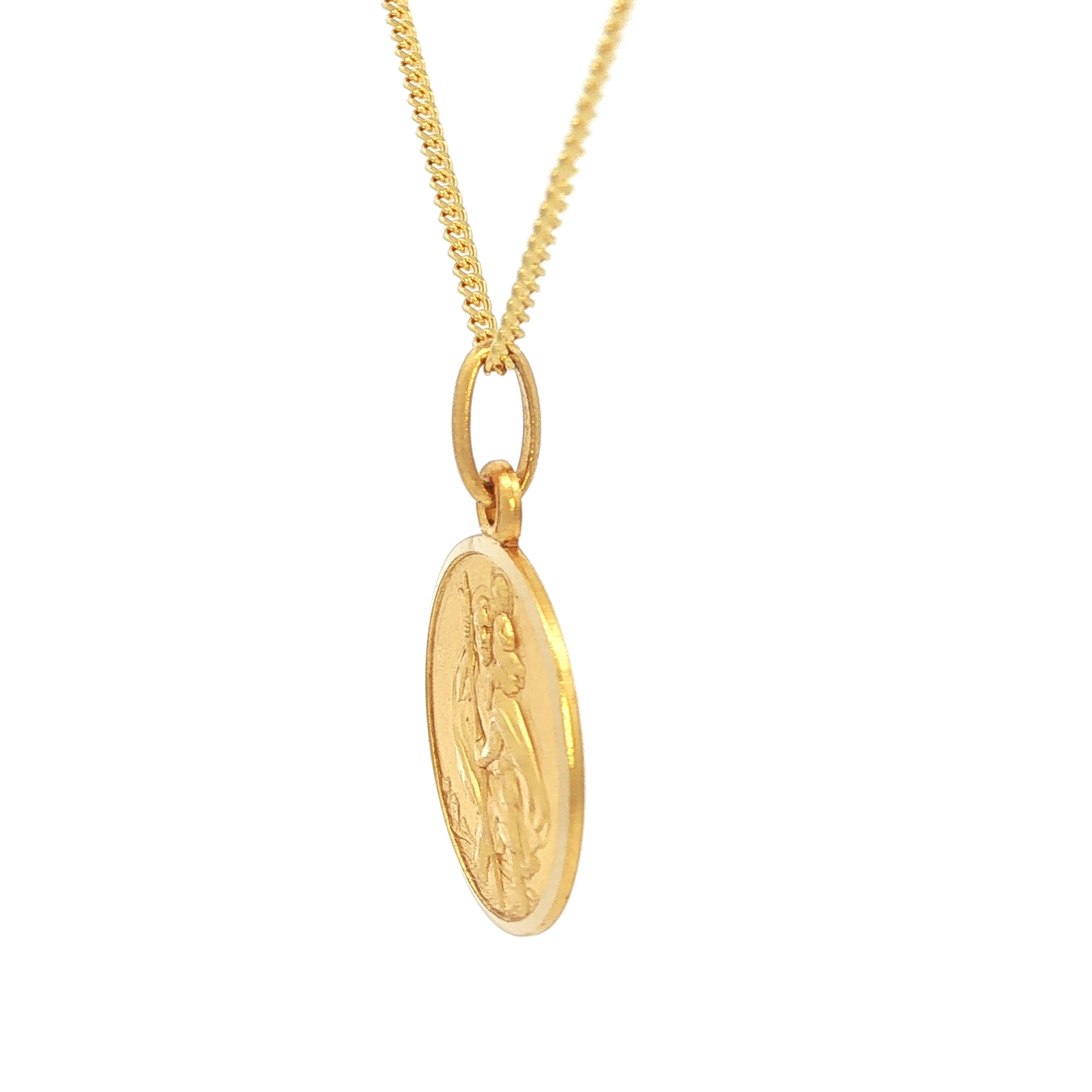 Saint Christopher Round Pendant in Yellow Gold