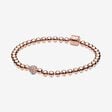 Pandora Rose Beads & Pave Bracelet w Clear CZ