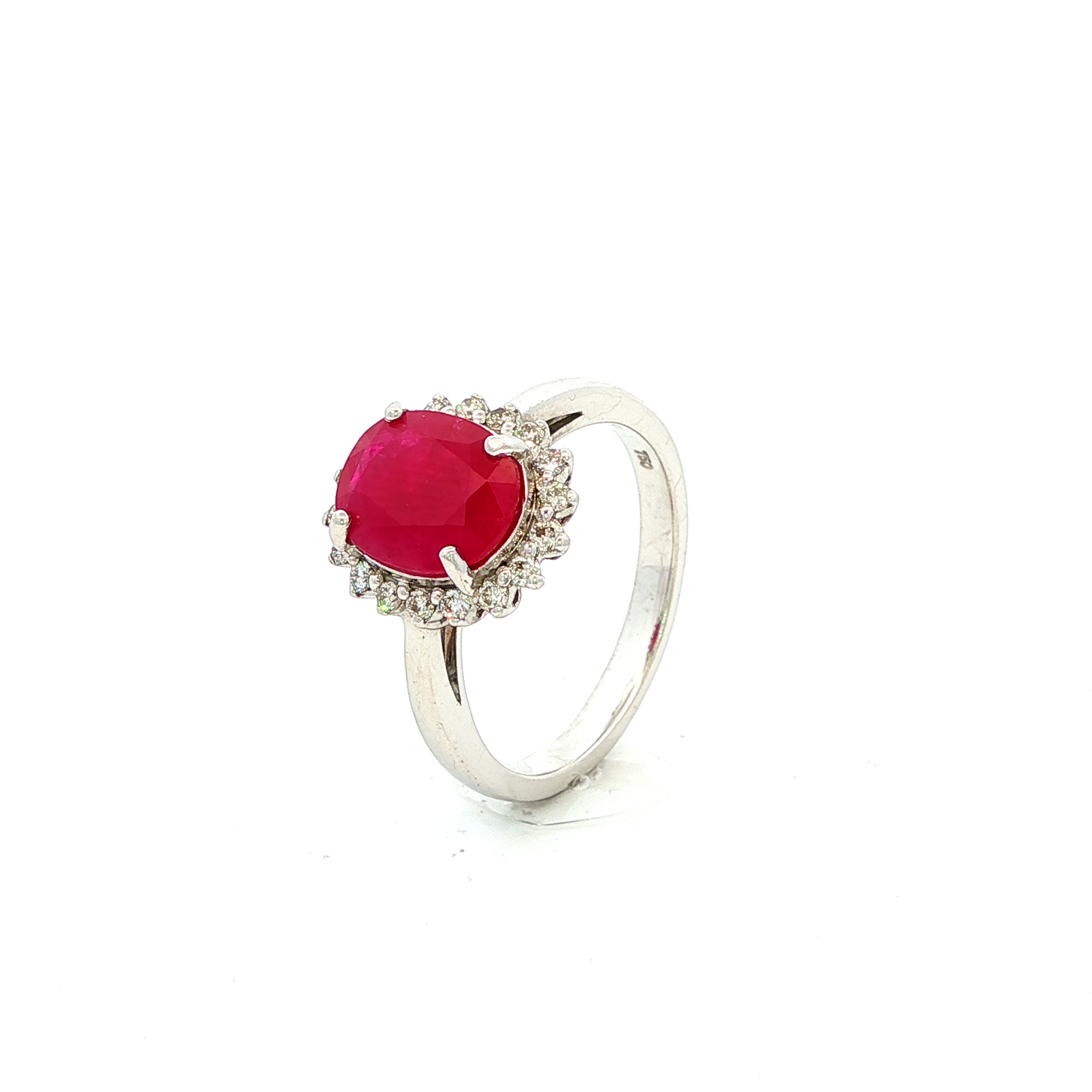 Natural Ruby and Diamond in White Gold Dress Ring