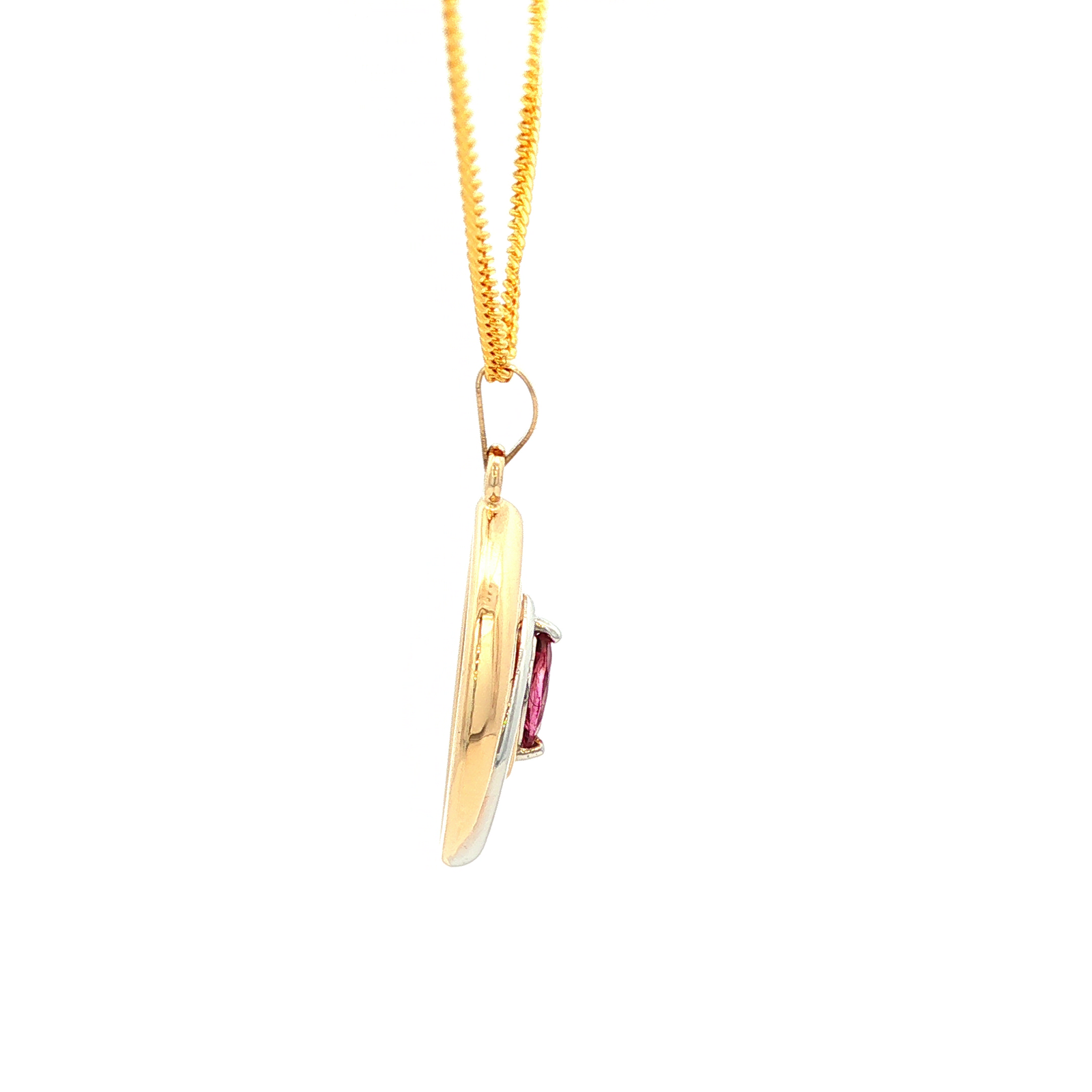 Pink Tourmaline Pendant in Yellow Gold