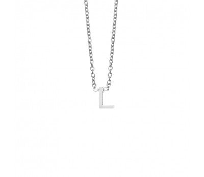 Sterling Silver Necklace with Initial Pendant L