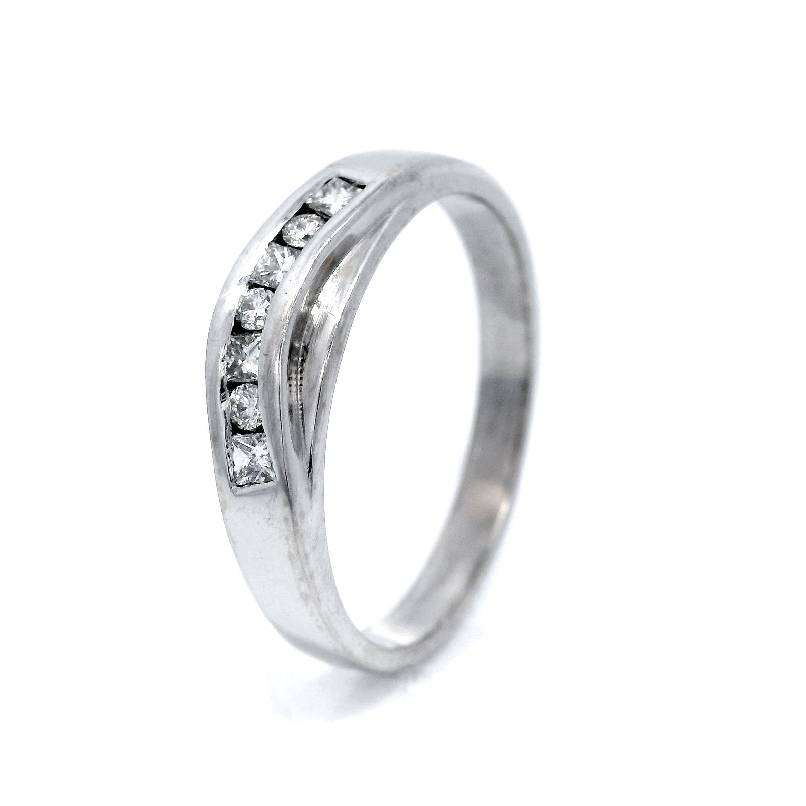 Diamond Curved Eternity Ring in White Gold