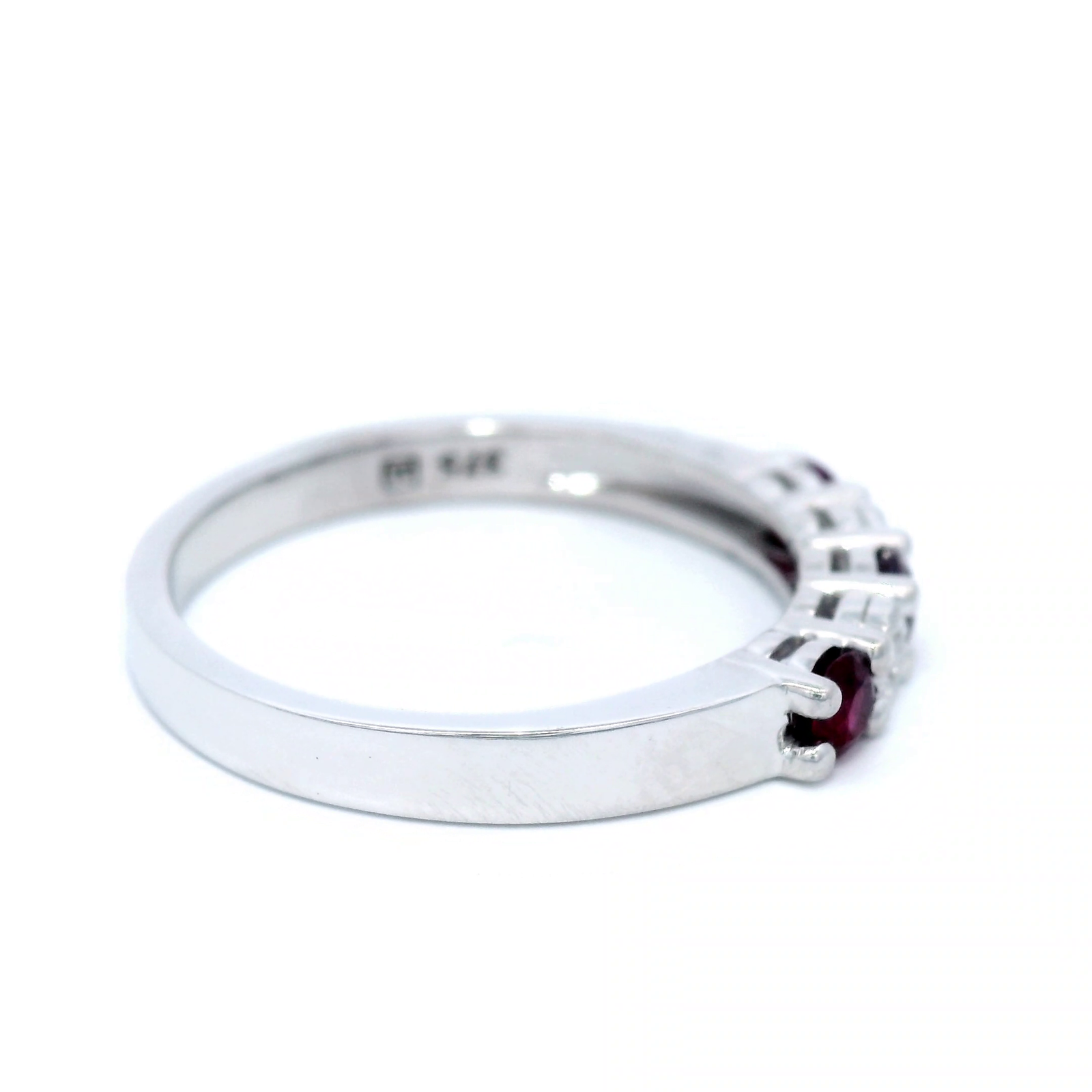 9 Carat White Gold Ruby-E Diamond Ring