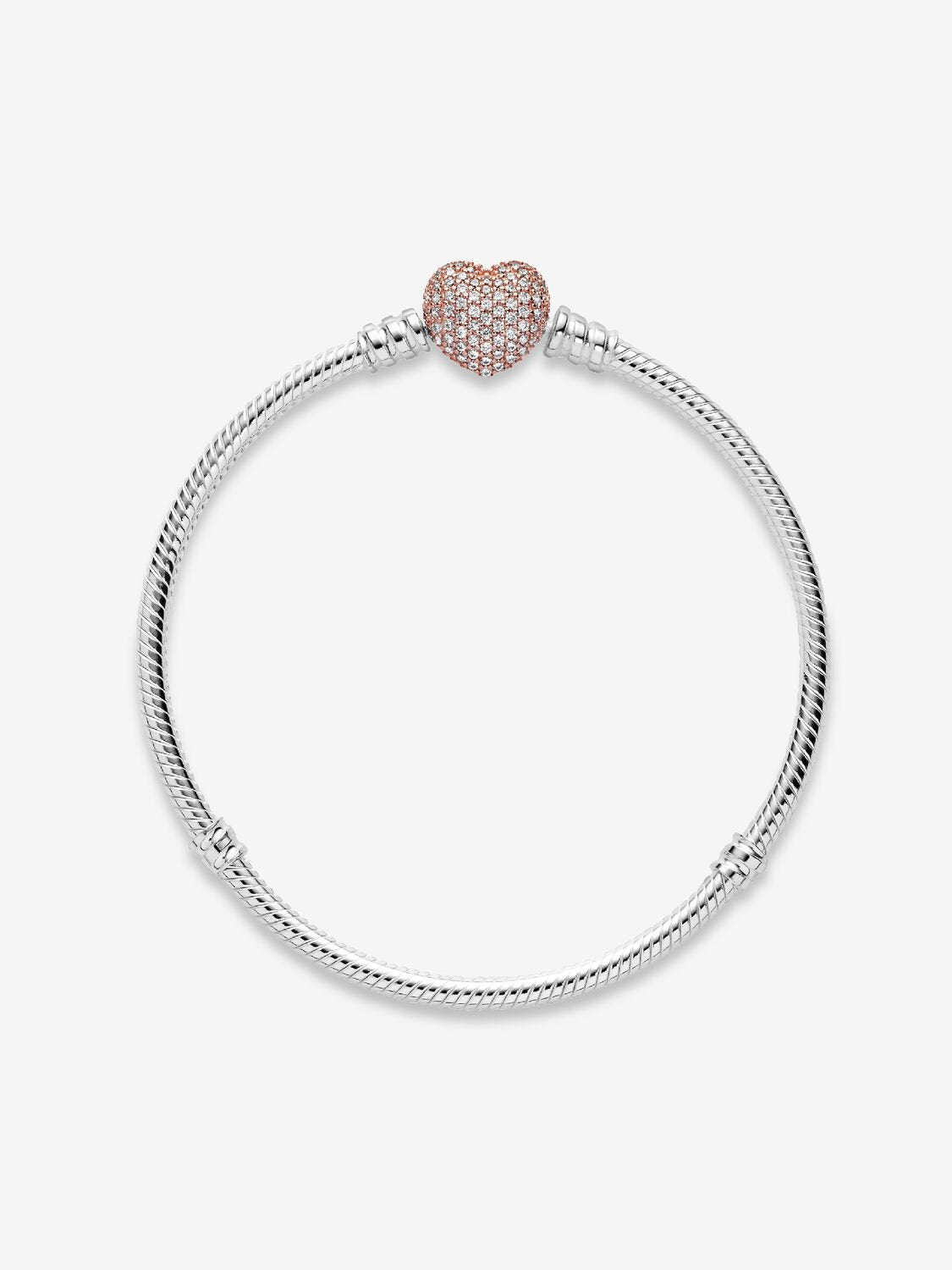 Pandora Pavé Heart Clasp Snake Chain Bracelet