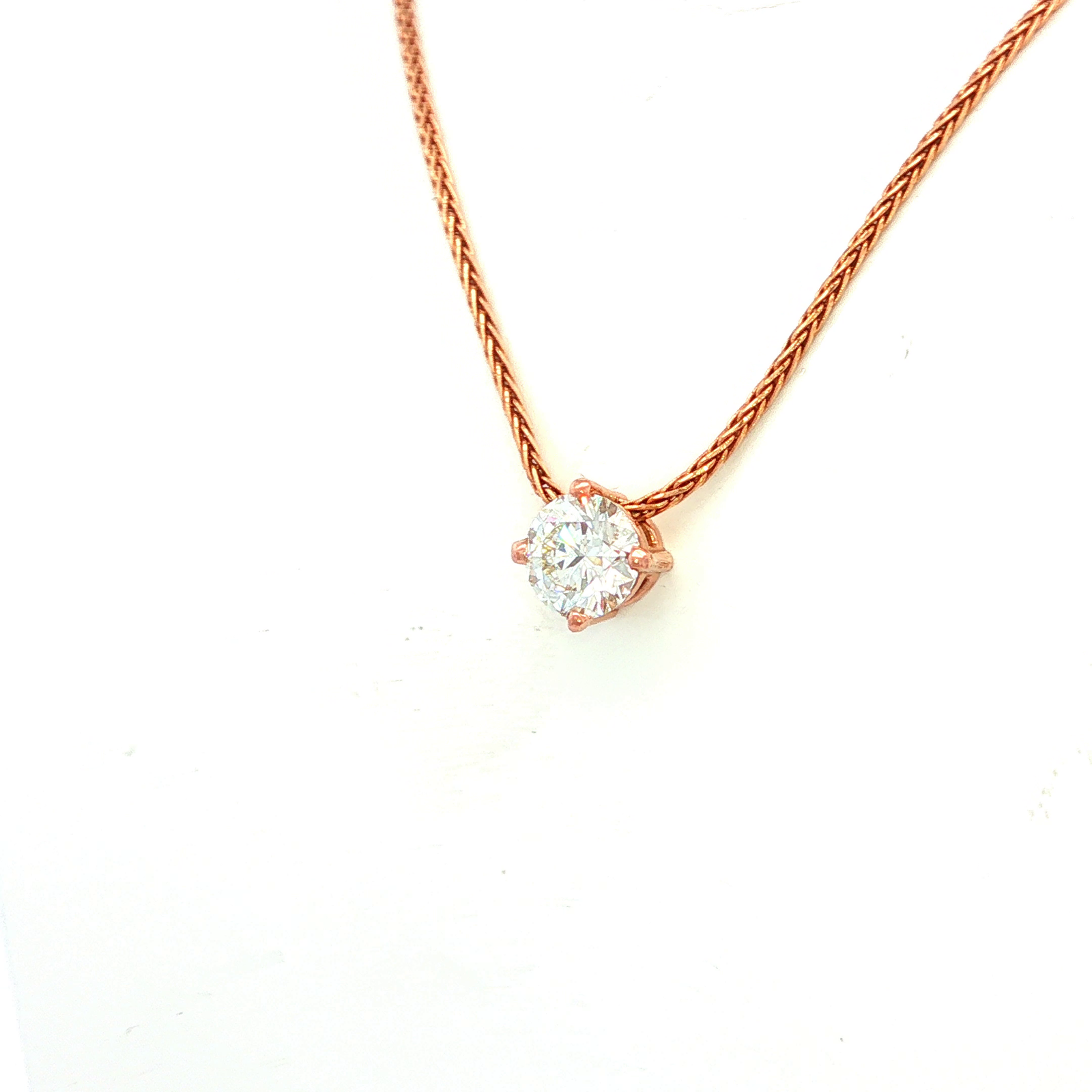 Magic Wheat Chain with Natural Diamond Necklace in Rose Gold