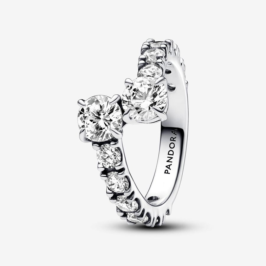 Pandora Sparkling Overlapping Band Ring