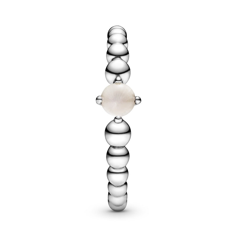 June Misty Rose Silver Ring with Man-Made Misty Rose Crystal