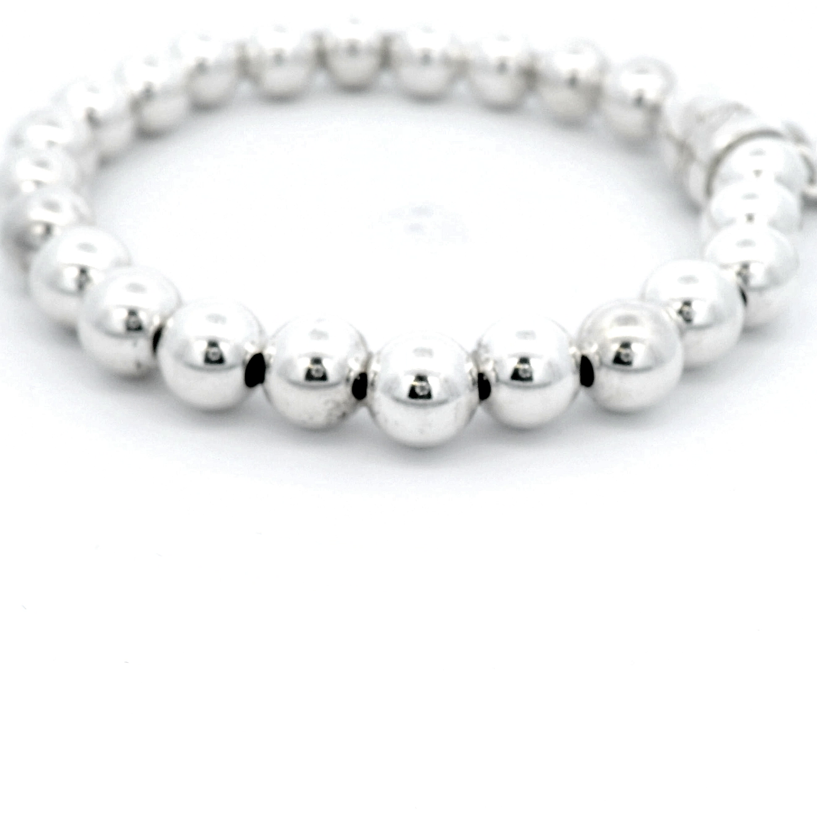 Von Treskow Silver Ball Stretchy Bracelet with Six Pence 1951 Coin