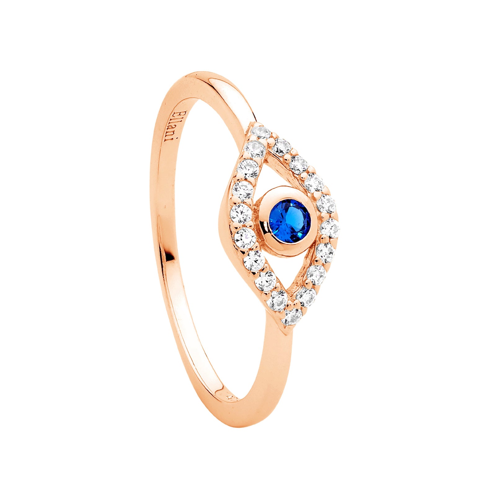 Ellani CZ Bezel Set Evil Eye Ring