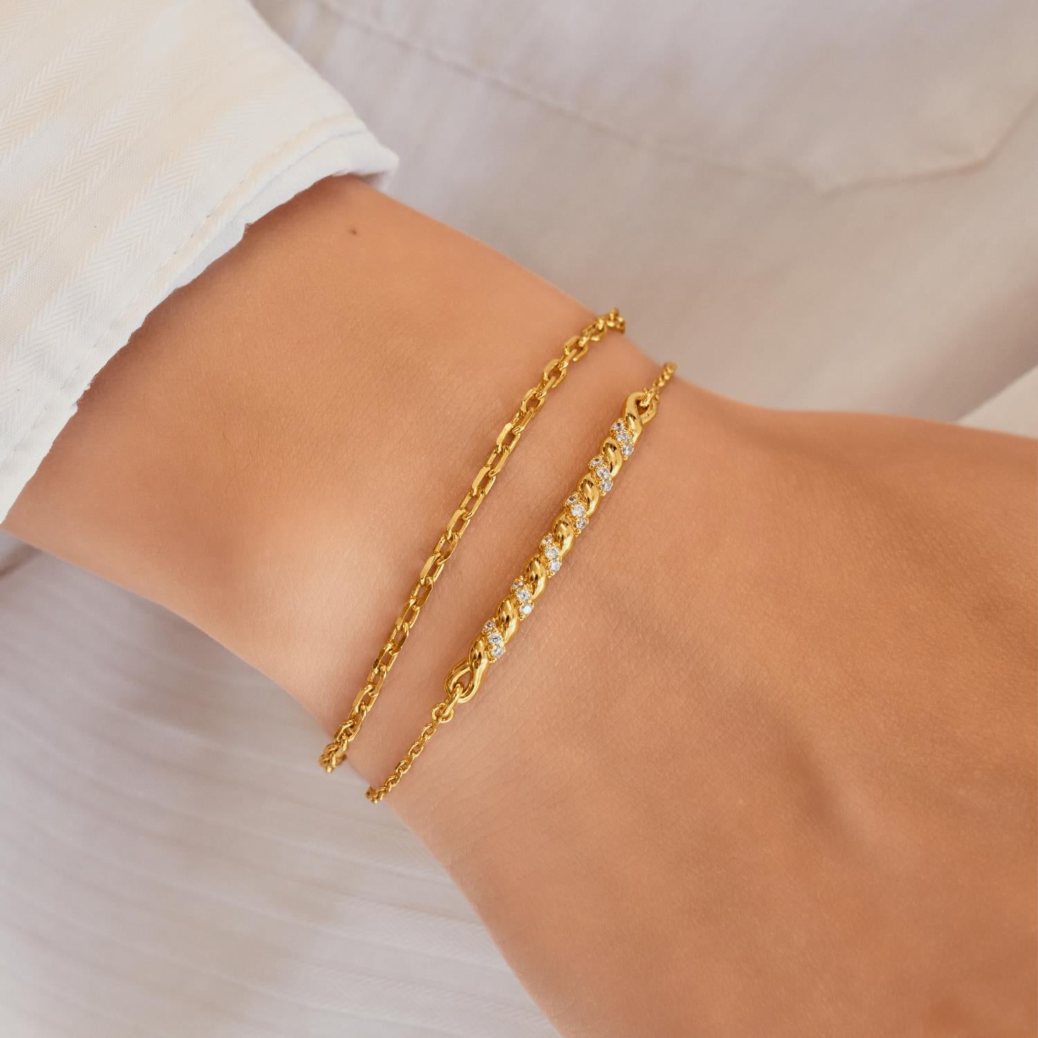 Ania Haie Tide Gold CZ Twisted Bar Bracelet