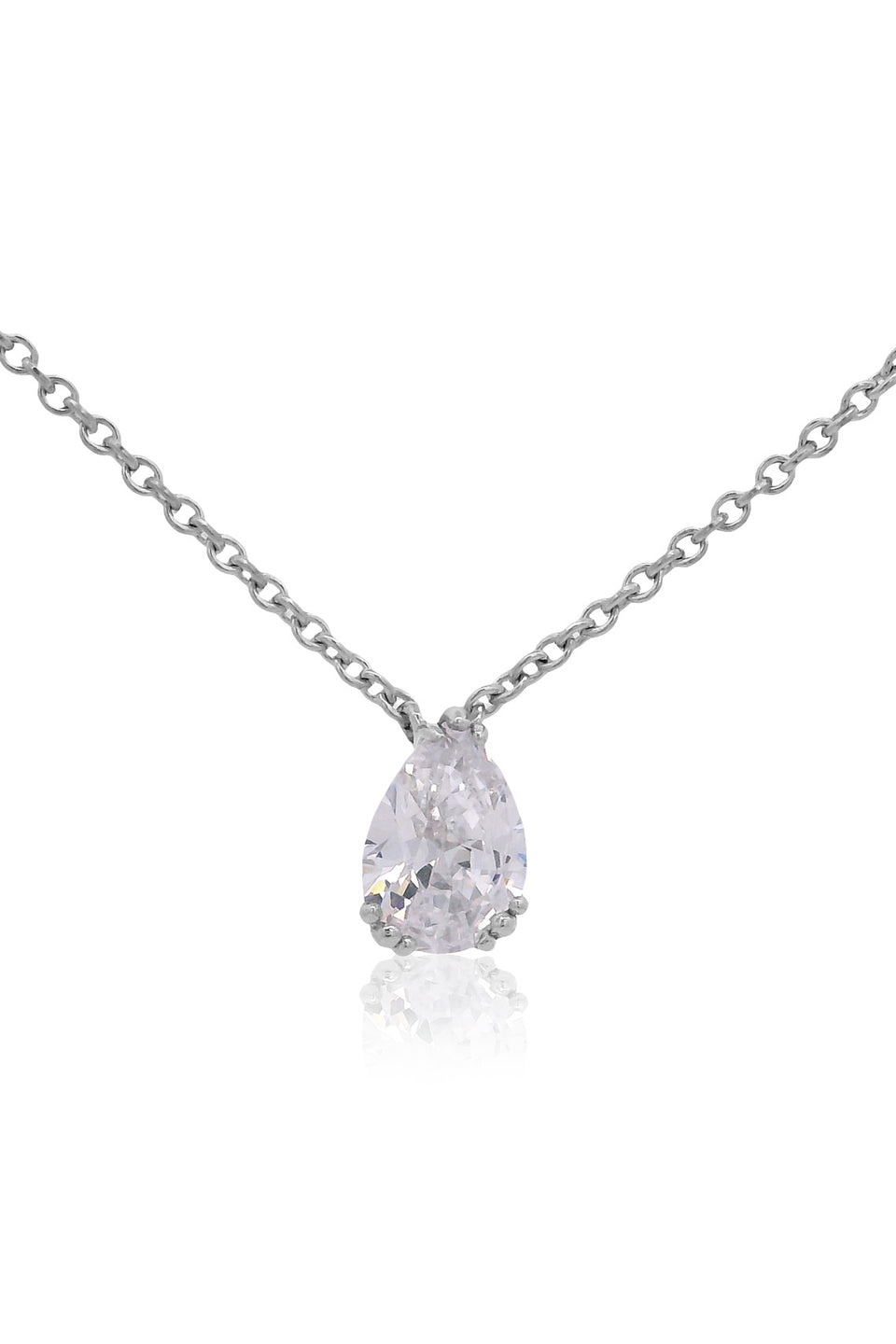 GEORGINI ELEGANT ESSENTIALS 7MM PEAR CUT HIDDEN HALO PENDANT SILVER