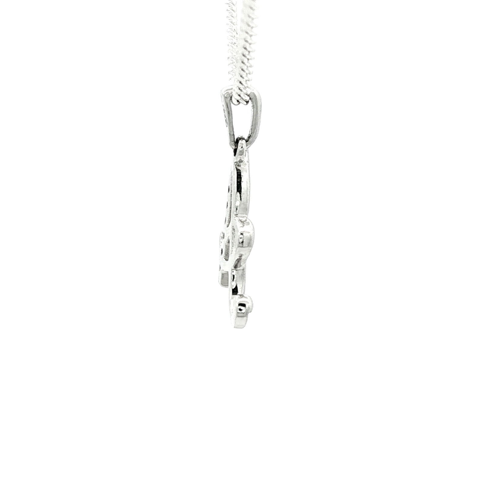 White Gold over Silver Diamond Initial 'H' Charm Necklace