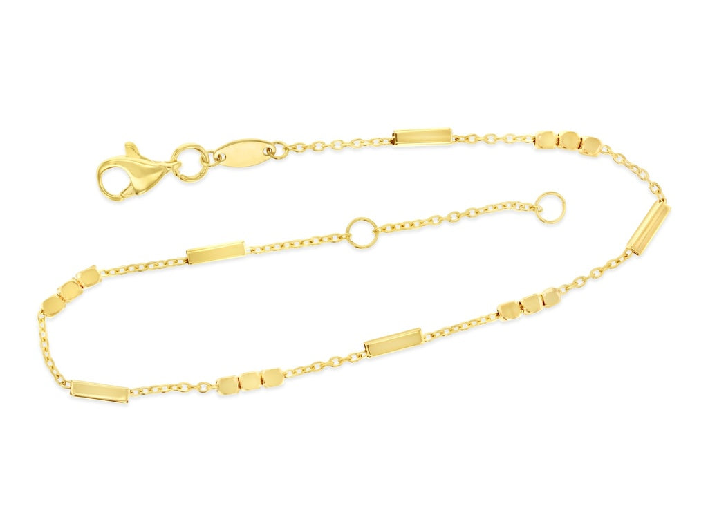 Fancy Bar & Bead Bracelet in Yellow Gold