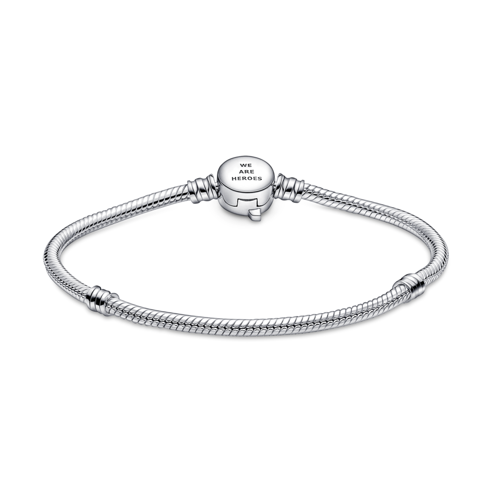 Snake chain sterling silver bracelet with Marvel The Avengers logo clasp