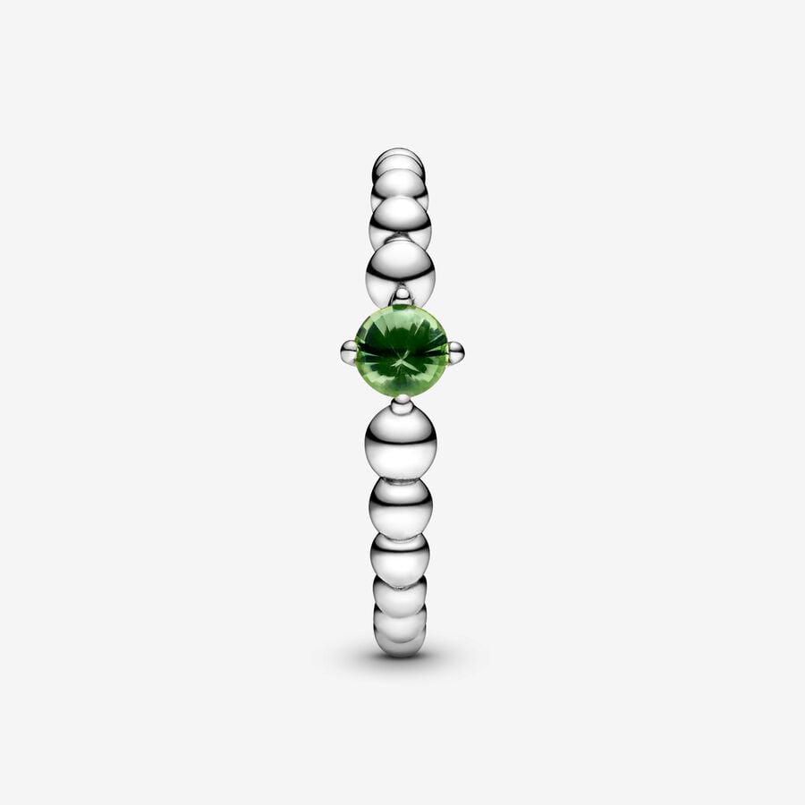 May Dark Green Silver Ring with Man-Made Dark Green Crystal
