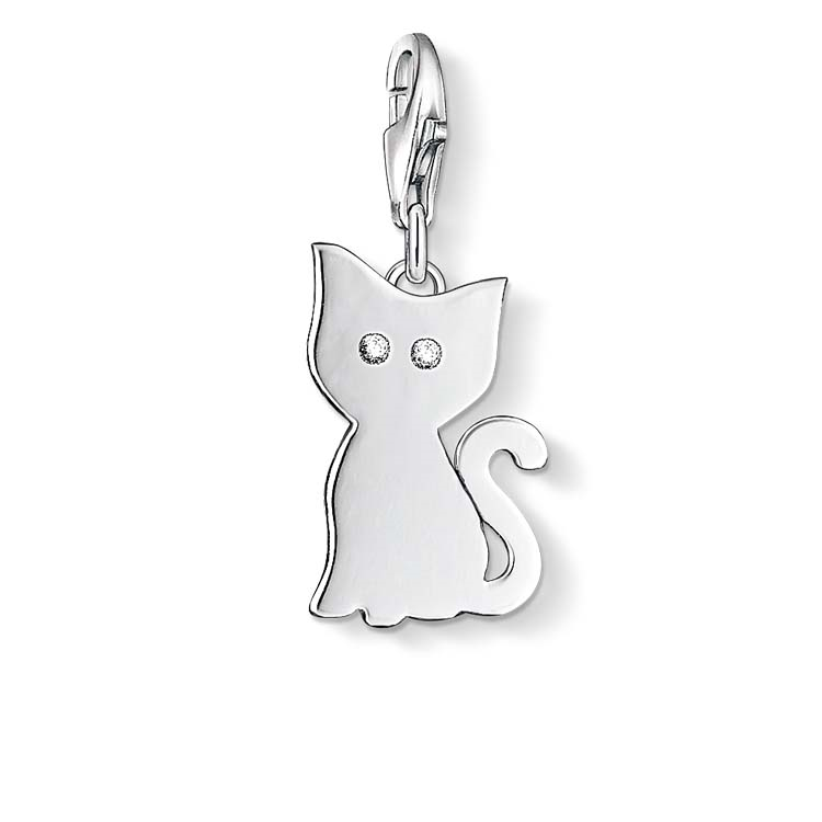 Thomas Sabo Kitty / Cat Charm Pendant in Sterling Silver set with Cubic Zirconias.