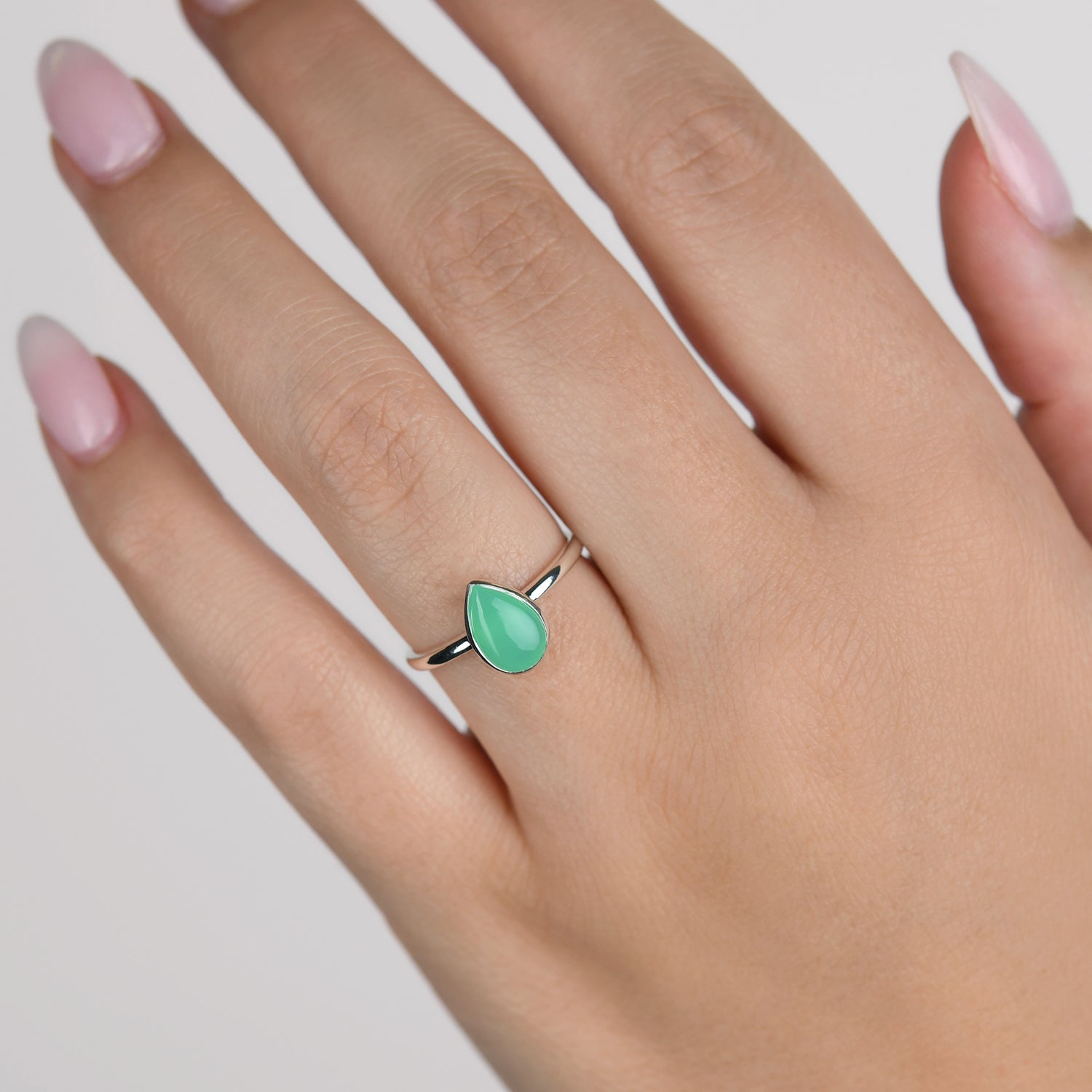 Von Treskow Pear Chrysoprase ring (9mm x 6mm)