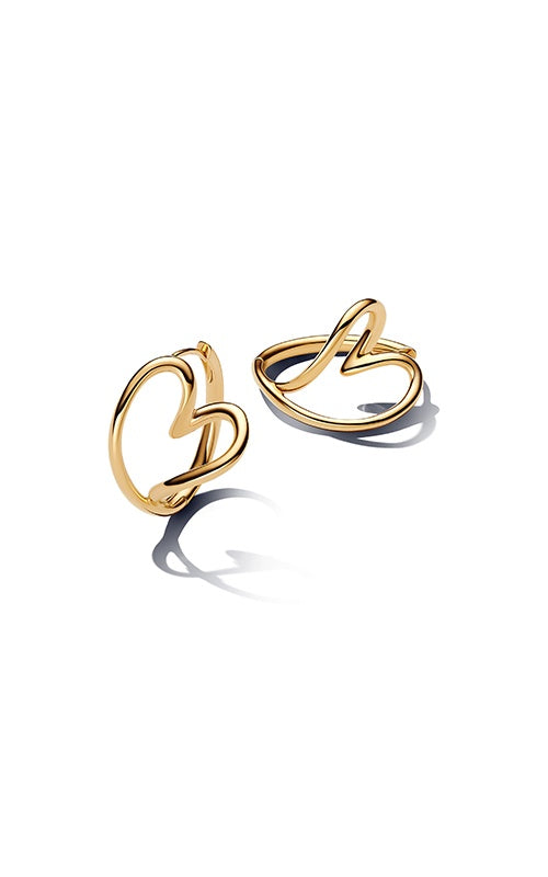Pandora Organically Shaped Heart Hoop Earrings