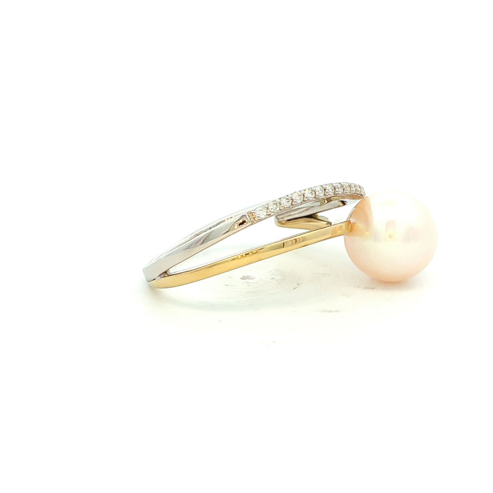 Two-Tone Chinese Cultured Pearl & Diamond Dress Ring