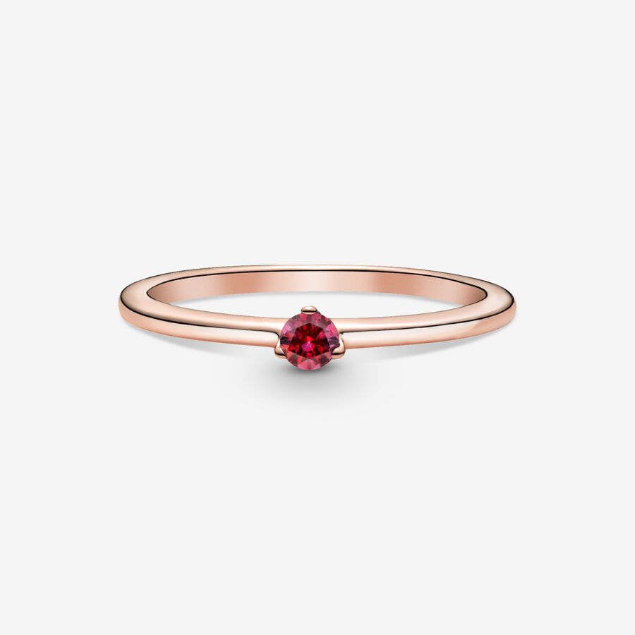 Pandora Rose Solitaire Ring w Red CZ
