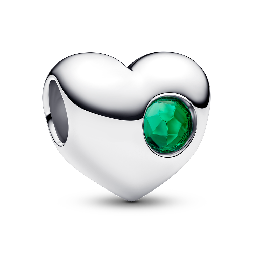 Pandora Engravable Green Stone Heart Charm